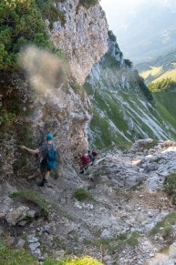 Tannheimer Tal: Gaichtspitze Rinne Richtung Hahnenkamm (Nesselwngle)