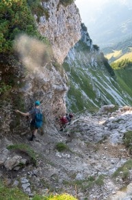 Tannheimer Tal: Gaichtspitze Rinne Richtung Hahnenkamm (Nesselwängle)