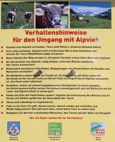 Info: Verhaltenshinweis-Alpvieh und Wegsperrung