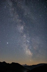 Oberallgäu: Milchstrasse, Jupiter, Saturn und Mond (Grasgehren)