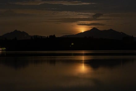 Ostallgäu: Der Komet Newosie über den Forggensee (Füssen)